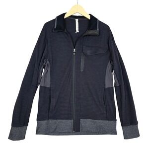 Lululemon Men Activewear Jacket Black Grey Heathered Zip Up Tech Lightweight XL